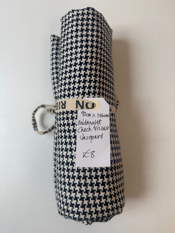 Midnight Check Viscose Jacquard Remnant