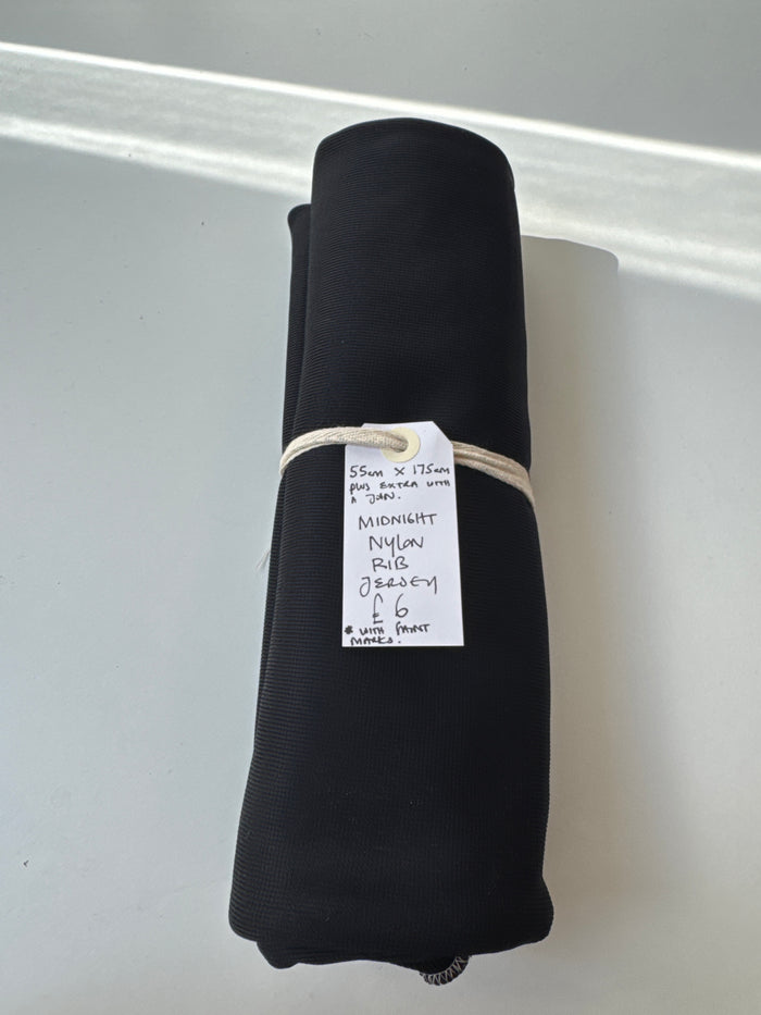 Midnight Nylon Rib Jersey Remnant