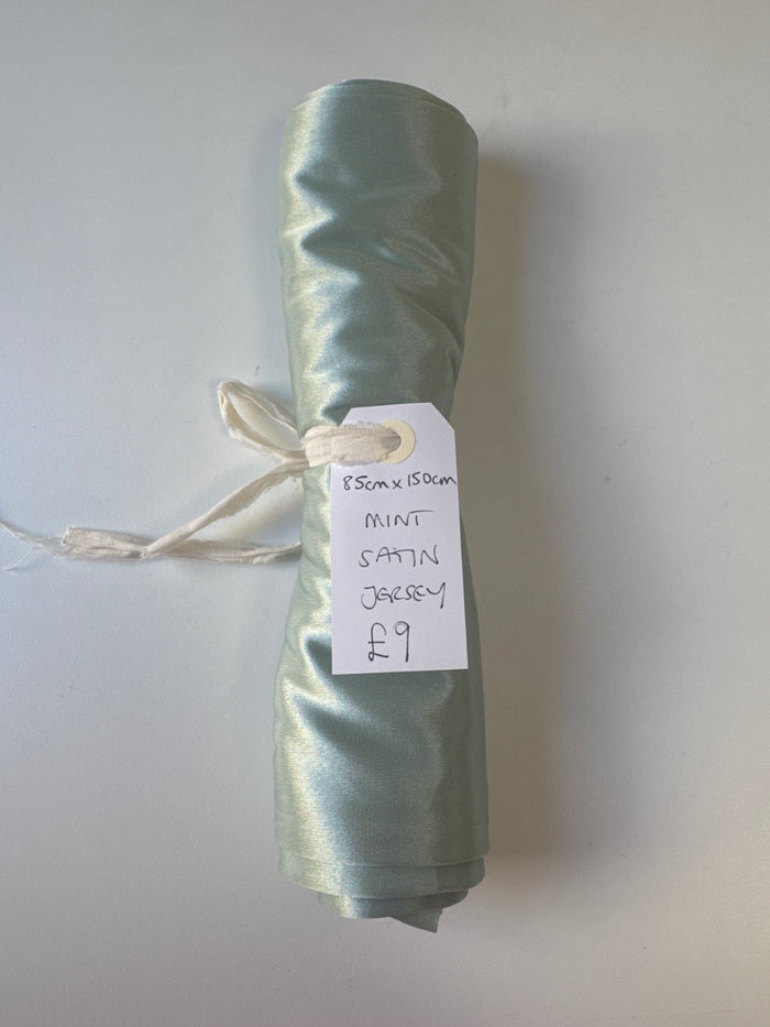 Mint Satin Jersey Remnant