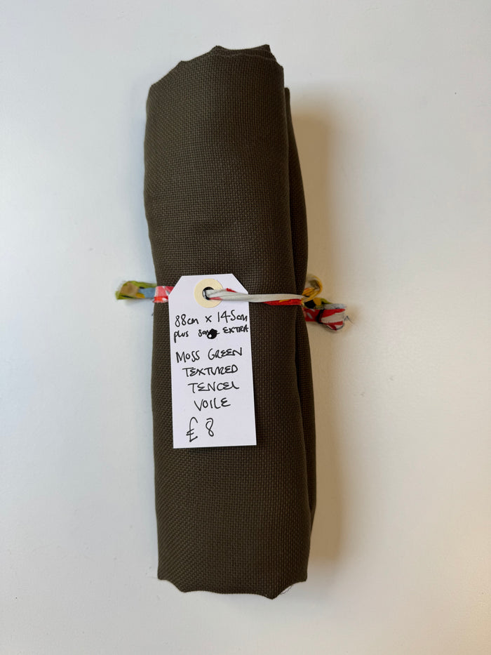 Moss Green Textured Tencel Voile Remnant