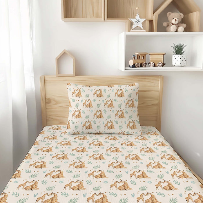 Mother's Love (Giraffe) Twin Fitted Sheet and Pillowcase Set - Jammie Session