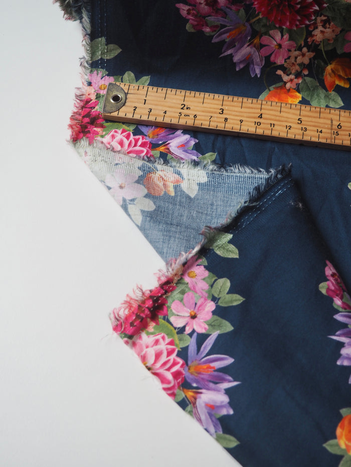Navy Diamond Floral Cotton Sateen