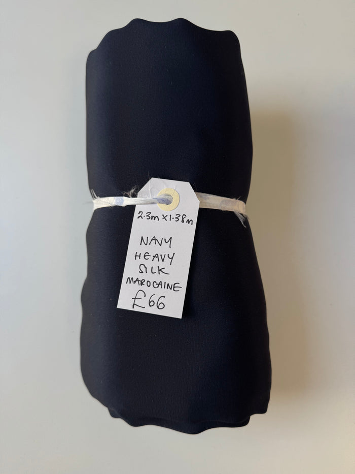 Navy Heavy Silk Marocaine Remnant