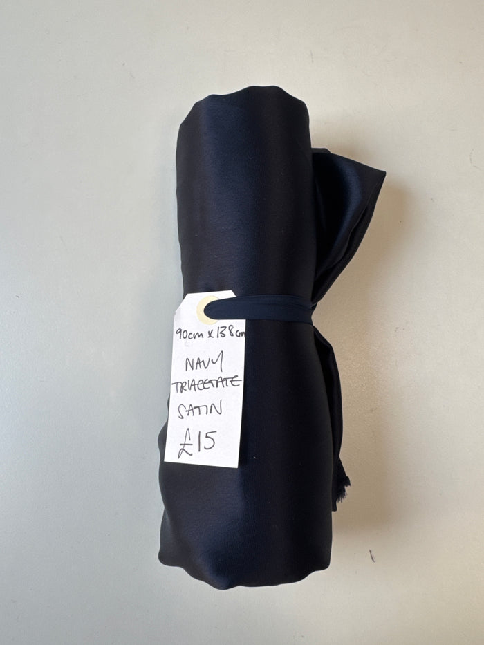 Navy Triacetate Satin Remnant