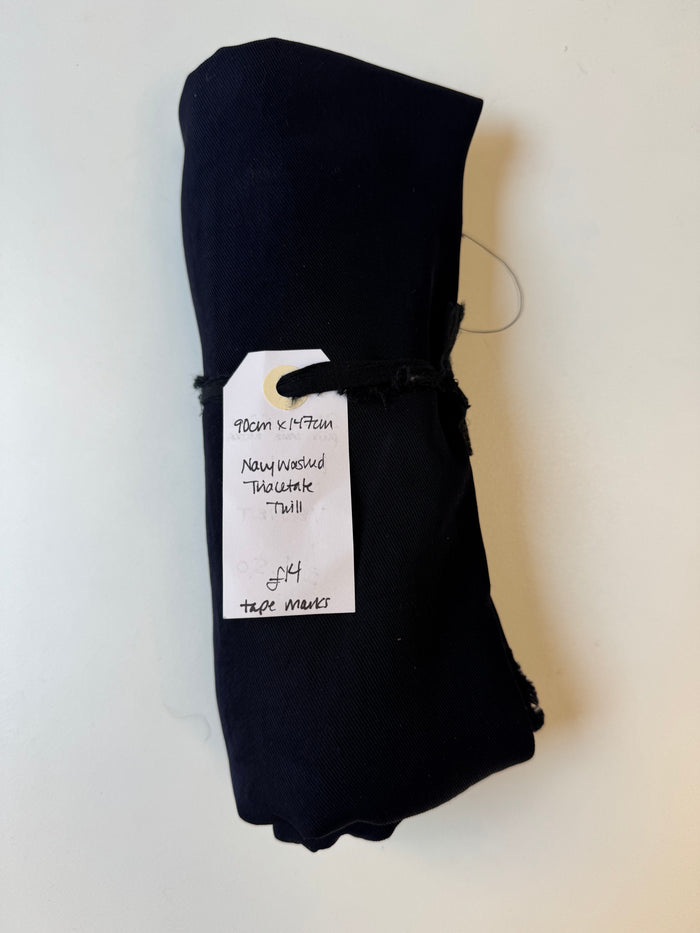 Navy Washed Triacetate Twill Remnant