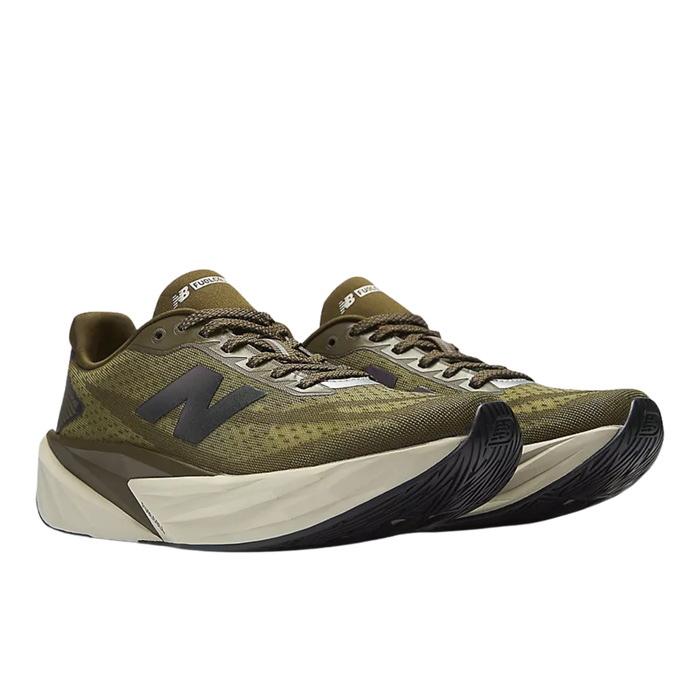 New Balance Women's Fuelcell Rebel v5 High Viz Running Shoes in Woodland/Shipyard/Silver Metallic AW25