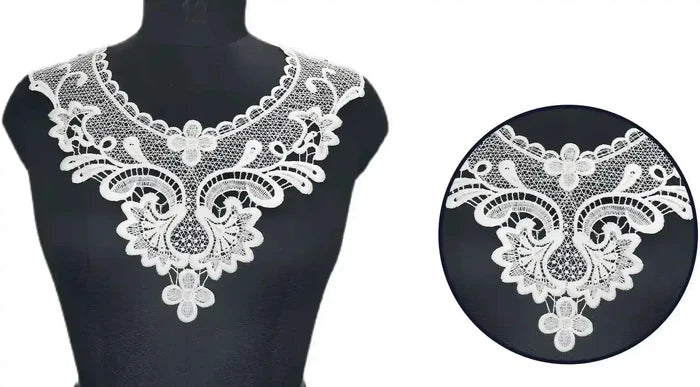 Premium ornate detailing lace neckline applique showcasing delicate patterns by Ani Accessories