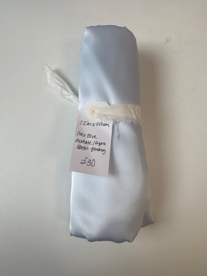 Pale Blue Acetate/Cupro Satin Lining Remnant