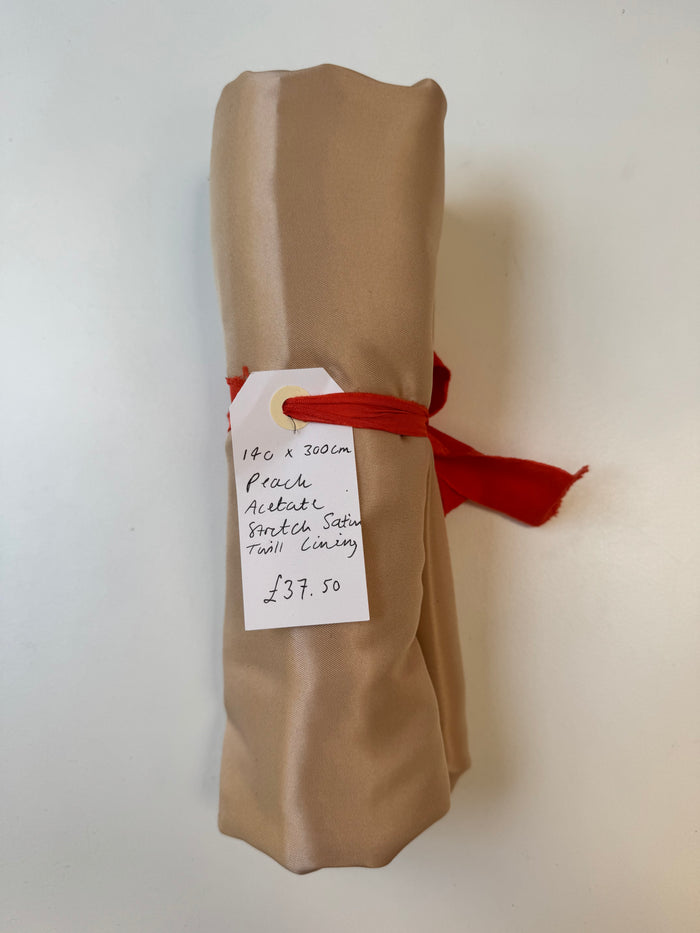Peach Acetate Stretch Satin Twill Lining Remnant