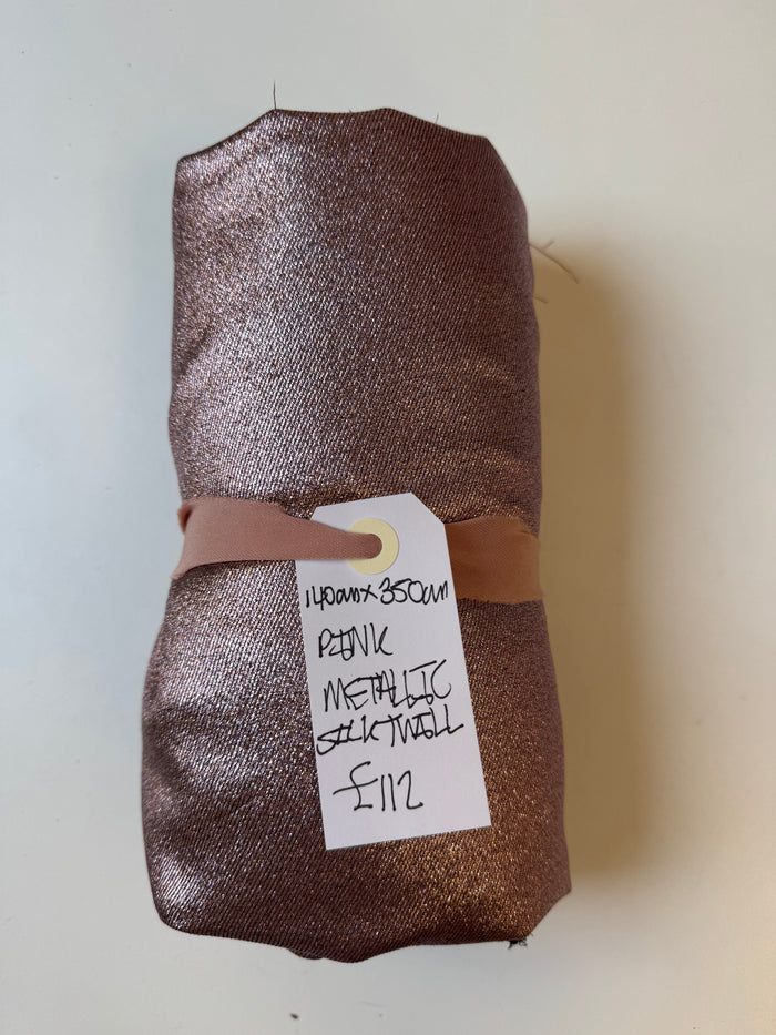 Pink Metallic Silk Twill Remnant