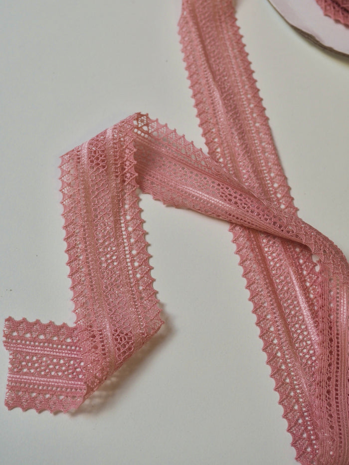 Pink Stretch Lace Trim 35mm