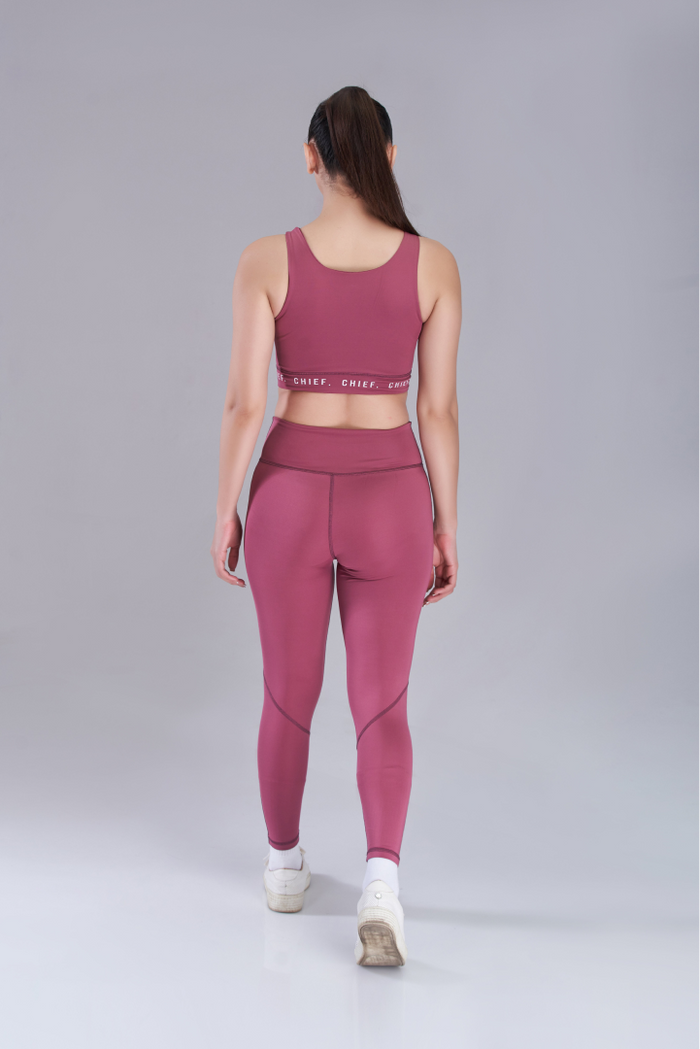 Plum Red Stride Sports Leggings