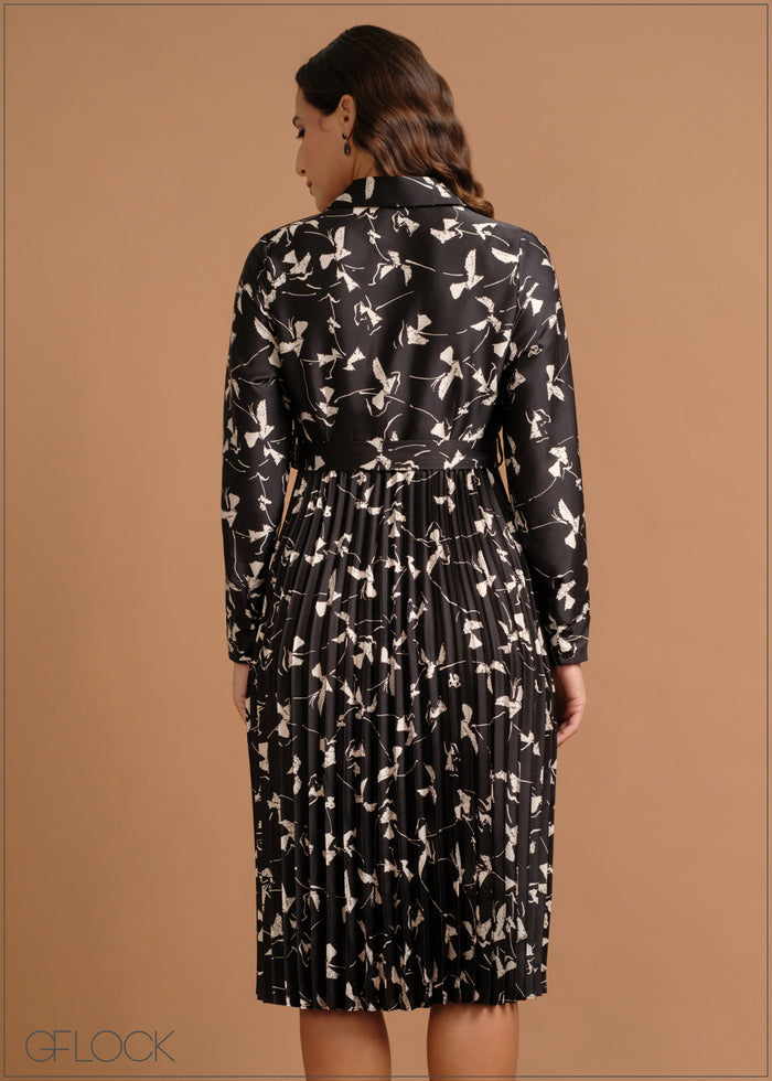 Printed Pleated Dress - 130924