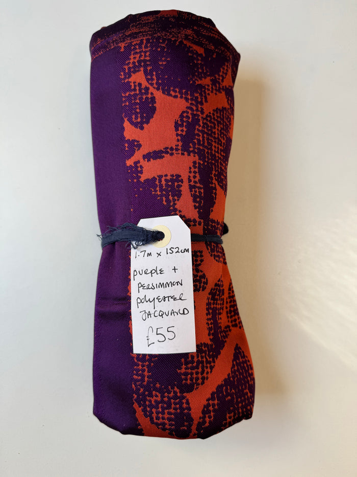 Purple + Persimmon Polyester Jacquard Remnant