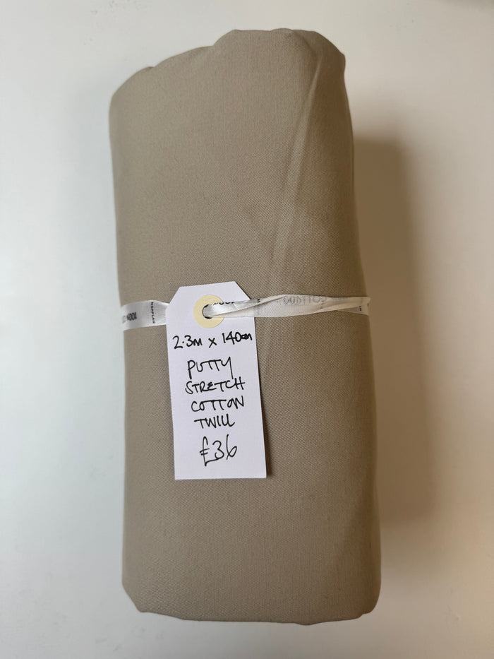 Putty Stretch Cotton Twill Remnant