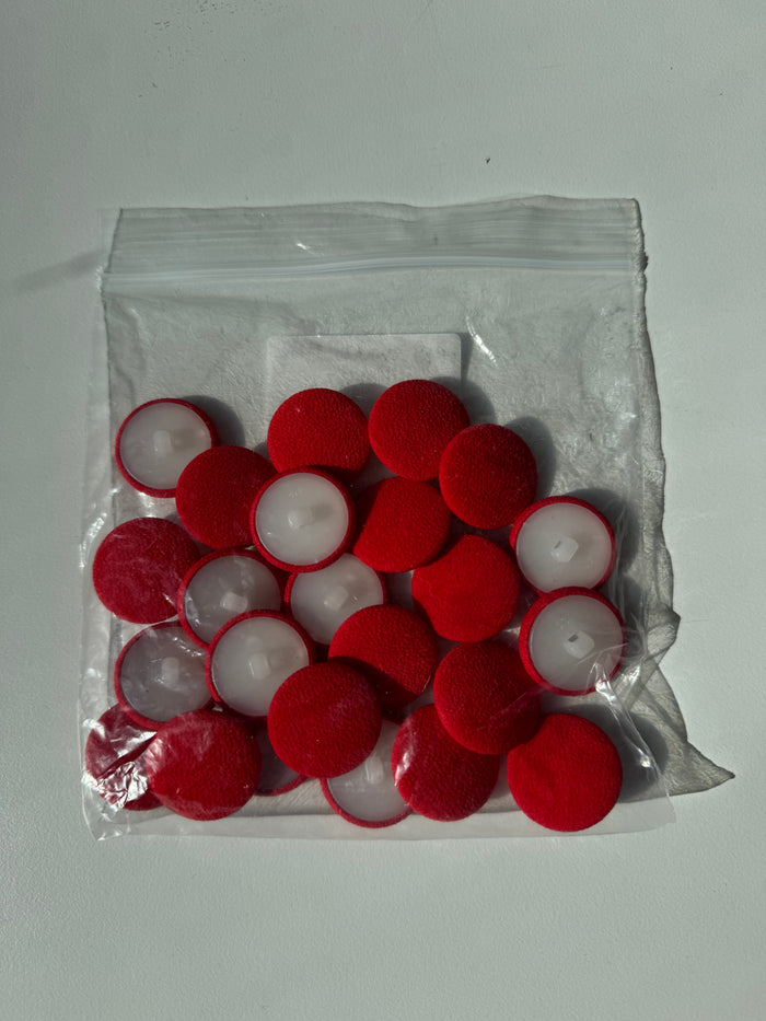 Red Crinkle Fabric Covered Shank Buttons 25mm x24