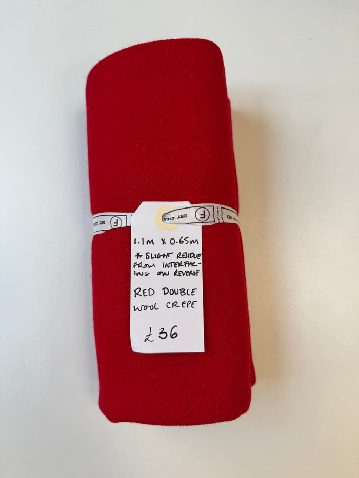 Red Double Wool Crepe Remnant