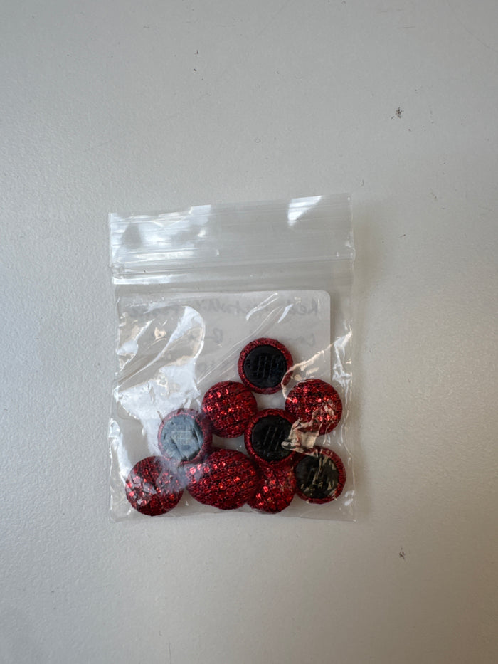 Red Metallic Fabric Covered Buttons 13mm x10