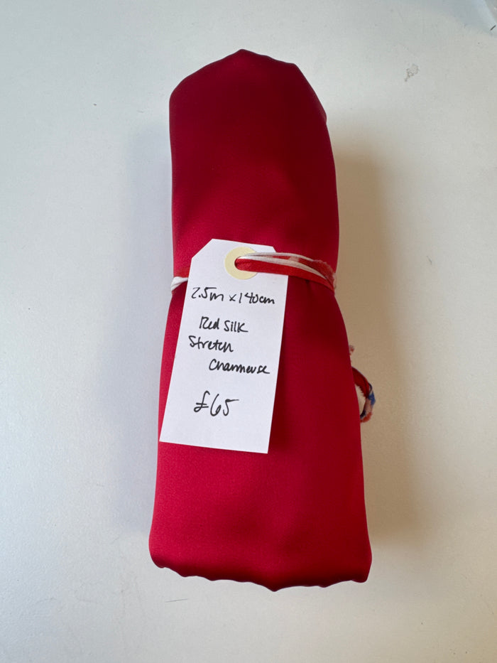 Red Silk Stretch Charmeuse Remnant