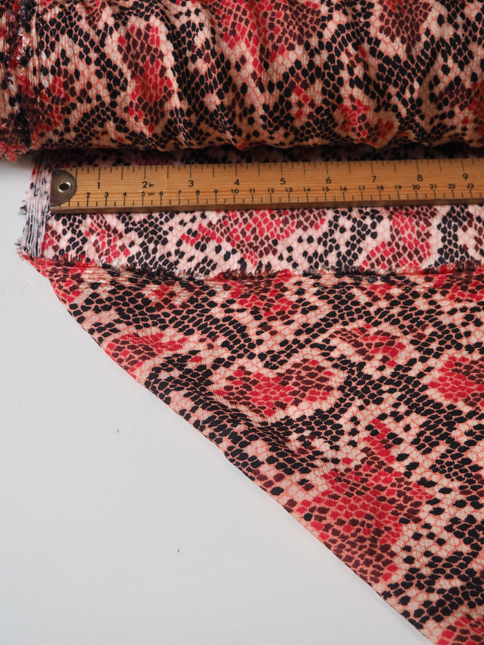 Red Snakeskin Crepe Satin