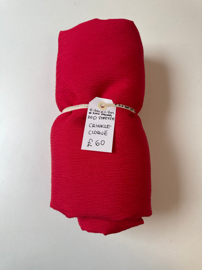 Red Stretch Crinkle Cloque Remnant