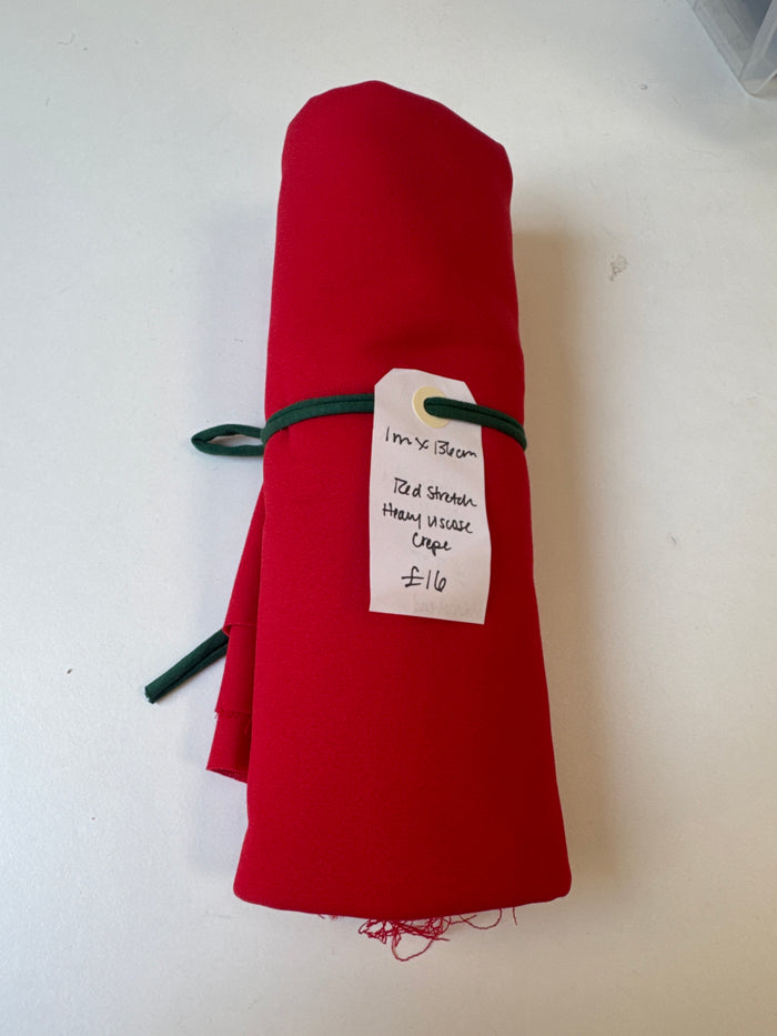 Red stretch Heavy Viscose Crepe Remnant