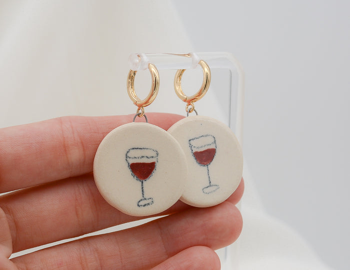 Red Wine Earrings - Juice Ceramics