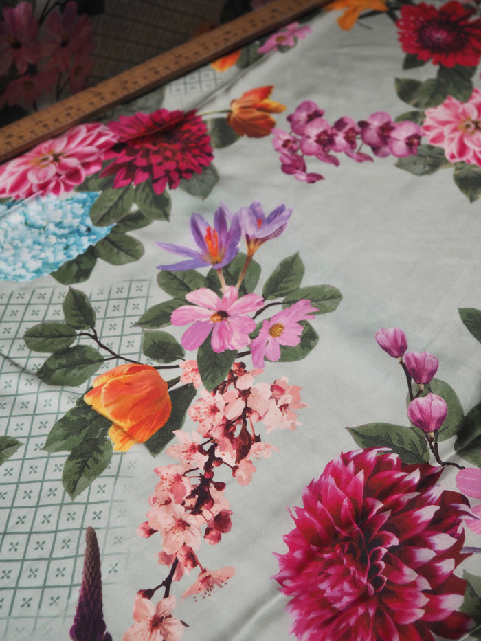 Sage Floral Cupro Satin