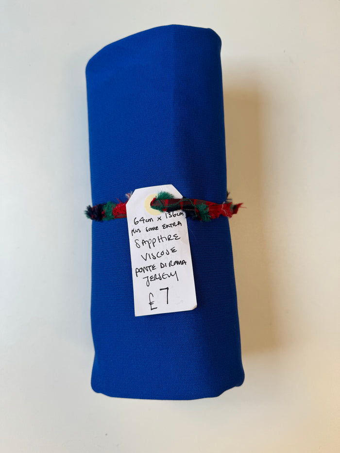 Sapphire Viscose Ponte Di Roma Jersey Remnant