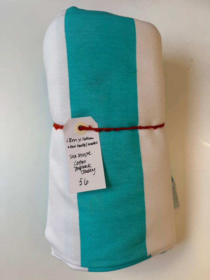 Sea Stripe Cotton Loopback Jersey Remnant