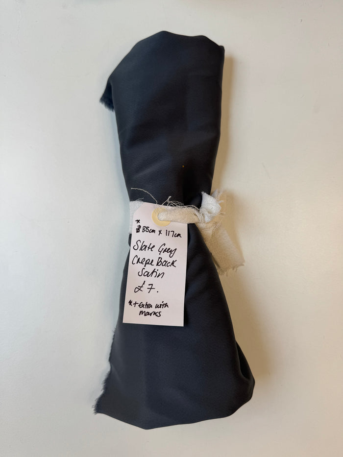 Slate Grey Crepe Back Satin Remnant