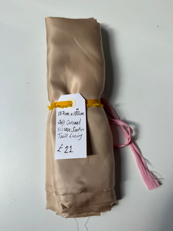 Soft Caramel Viscose Satin Twill Lining Remnant