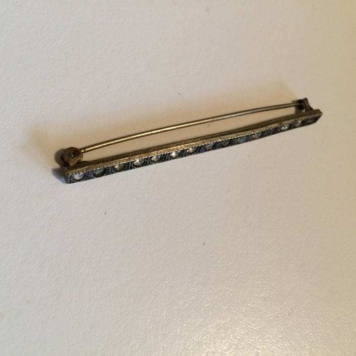 Sparkling Rhinestone Dotted Bar Pin circa 1890s