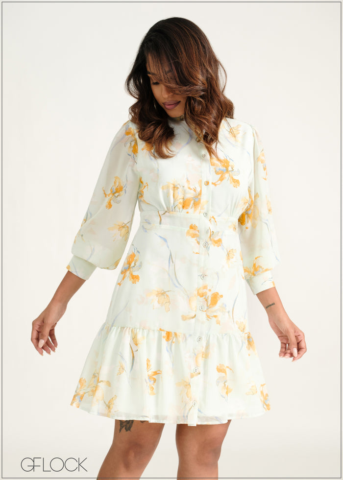 Tunic Collar Mini Dress - 060226
