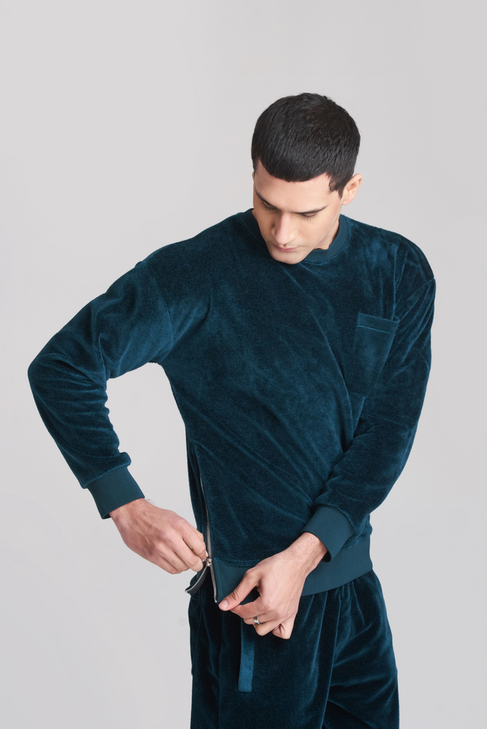Velour Velvet TrackSuit Men - Poseidon Color