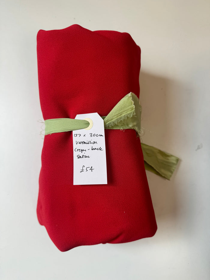 Vermillion Crepe-Back Satin Remnant