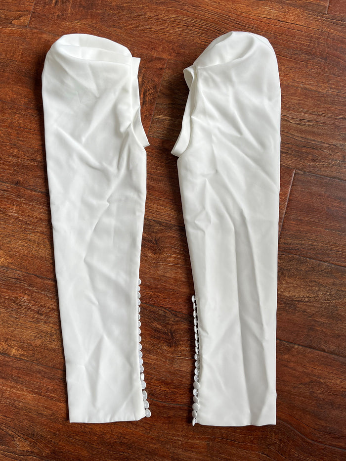 Wedding Sleeves for Bride Attachable Satin with Buttons