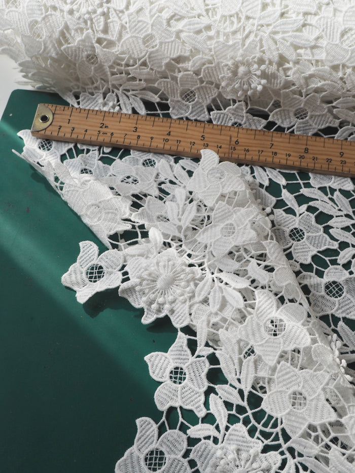 White 3D Guipure Floral Lace