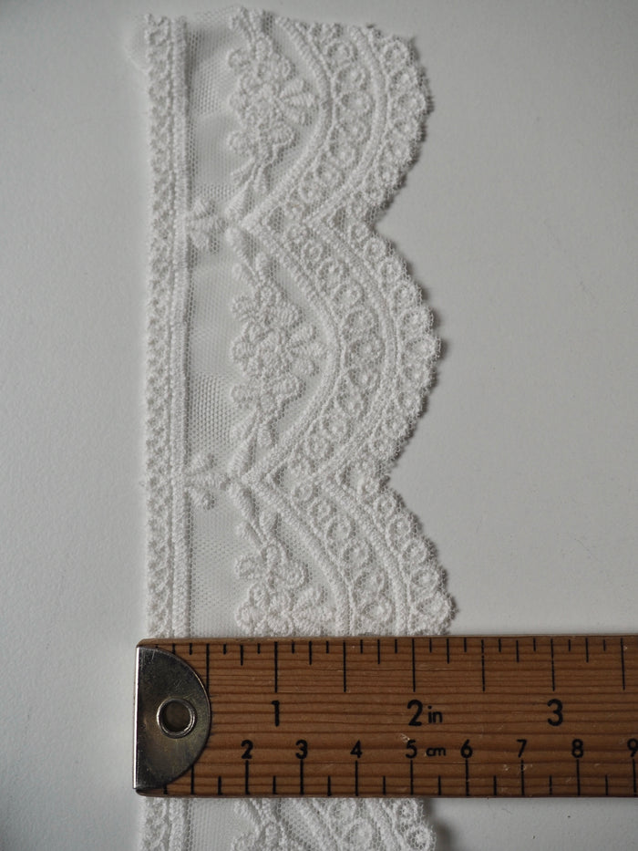 White Cotton Scallop Lace Trim 60mm
