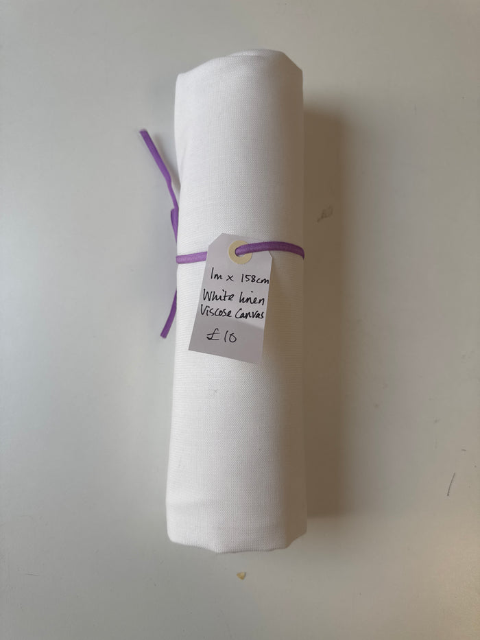 White Linen Viscose Canvas Remnant