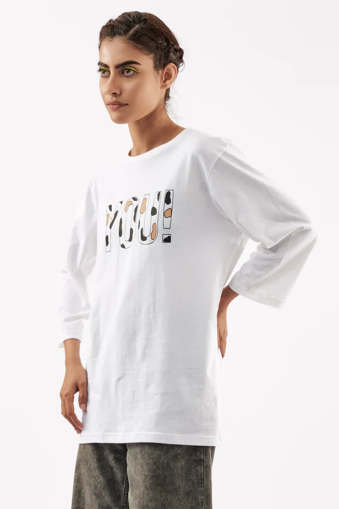 Women's Cow Print Graphic T-Shirt White