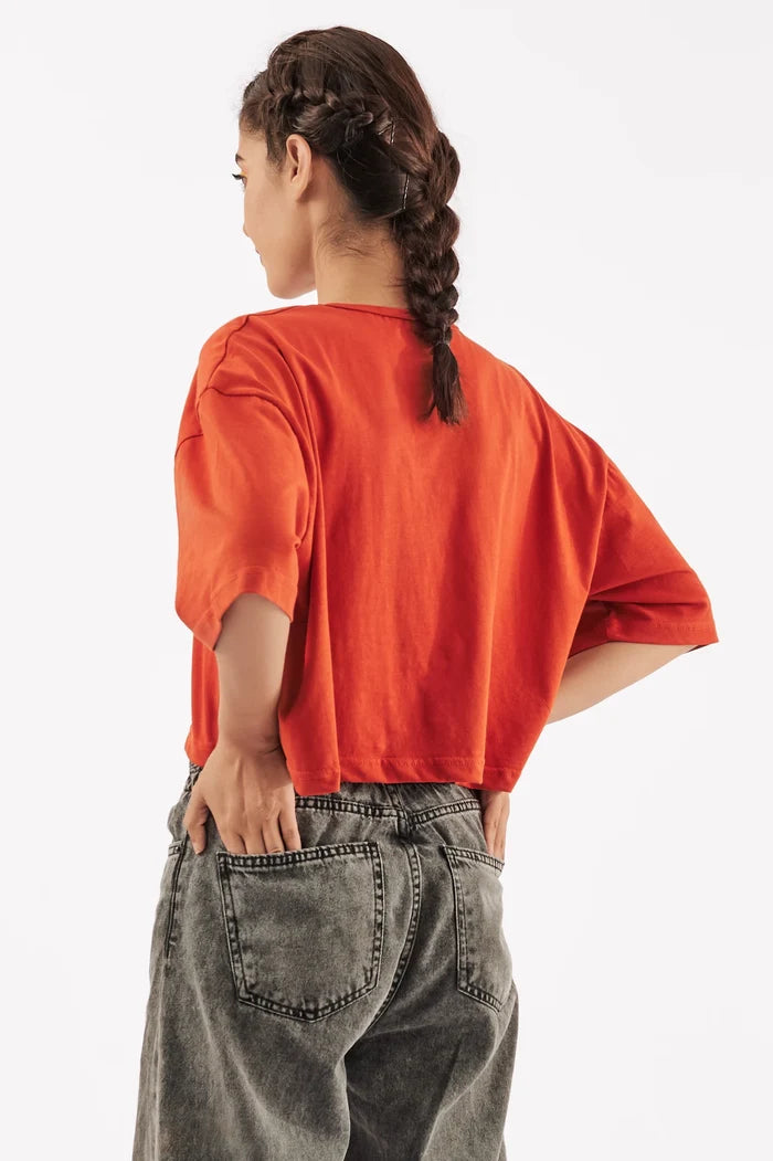Women's Relaxed Crop Top Clay Red