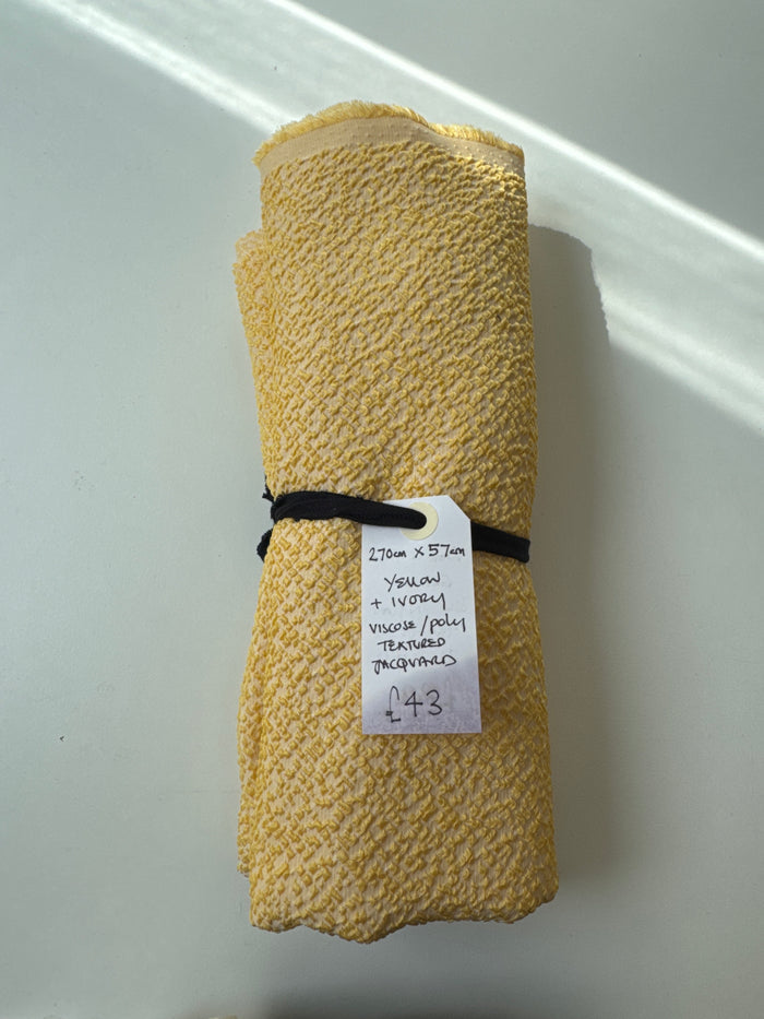 Yellow/Ivory Textured Jacquard Remnant