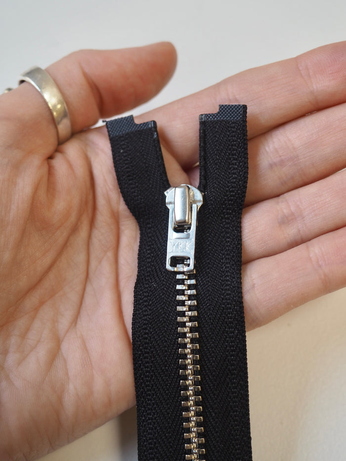 YKK 12cm/4.5inch Black Open-Ended Metal Teeth Zips