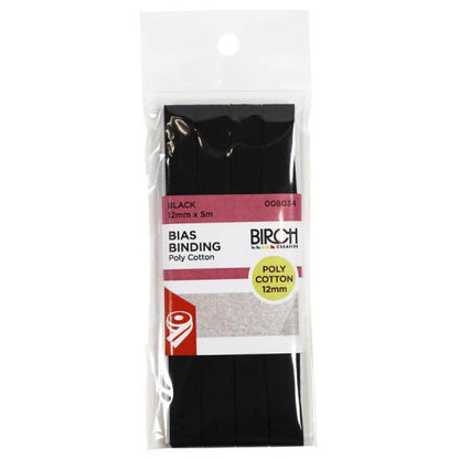 12mm SINGLE fold bias binding - Polycotton - Choose colour