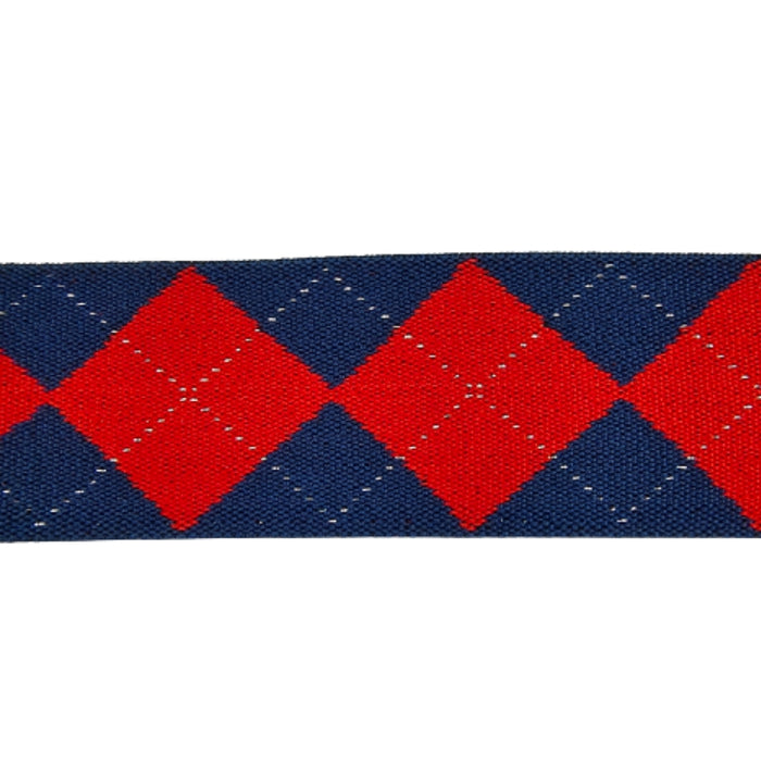 2 Meter | Blue-Red Classic Design Metallic Lurex Elastic