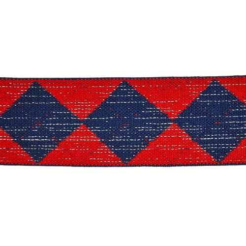 2 Meter | Blue-Red Classic Design Metallic Lurex Elastic