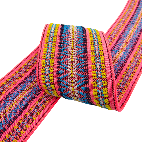 2 Meter | Embroidered Chenille Loop Pattern Elastic