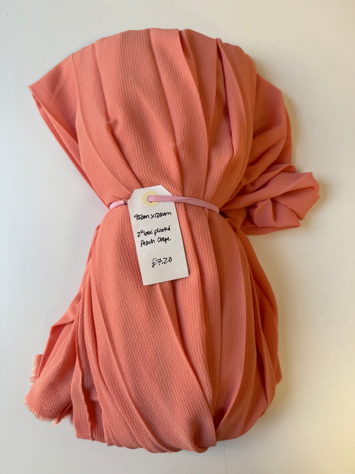 2" Peach Box Pleated Crepe Remnant
