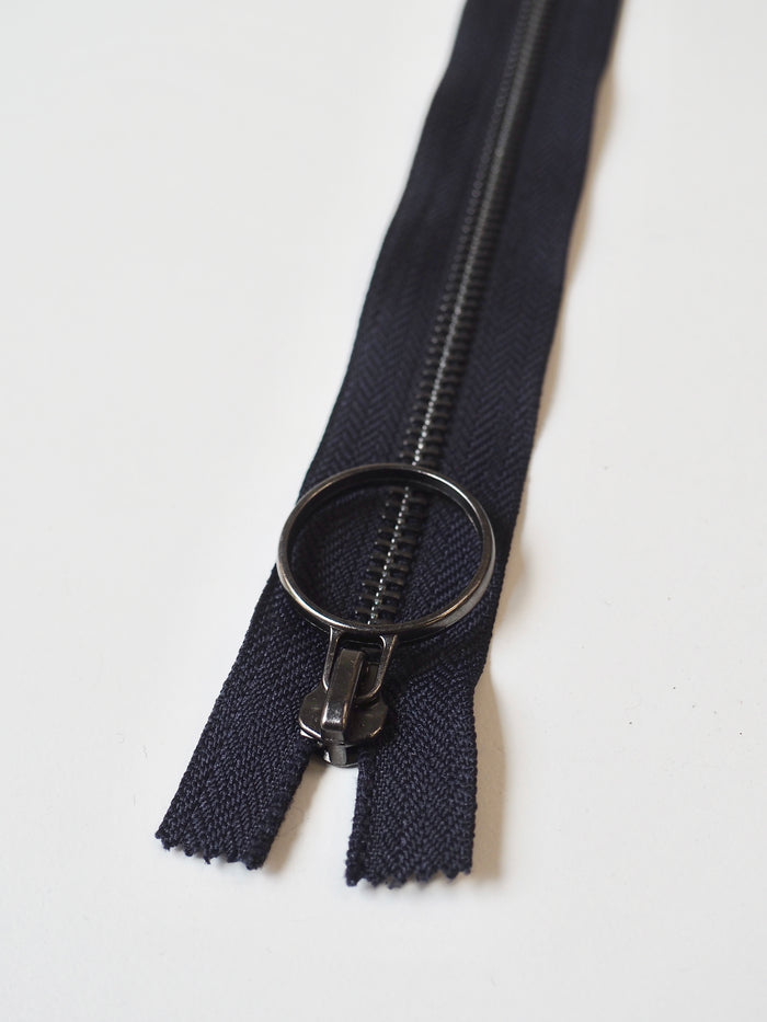 20cm/8inch Dark Navy Gunmetal O-Pull Metal Teeth Zips